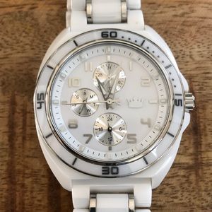 Saks Fifth Avenue white ceramic/stainless watch